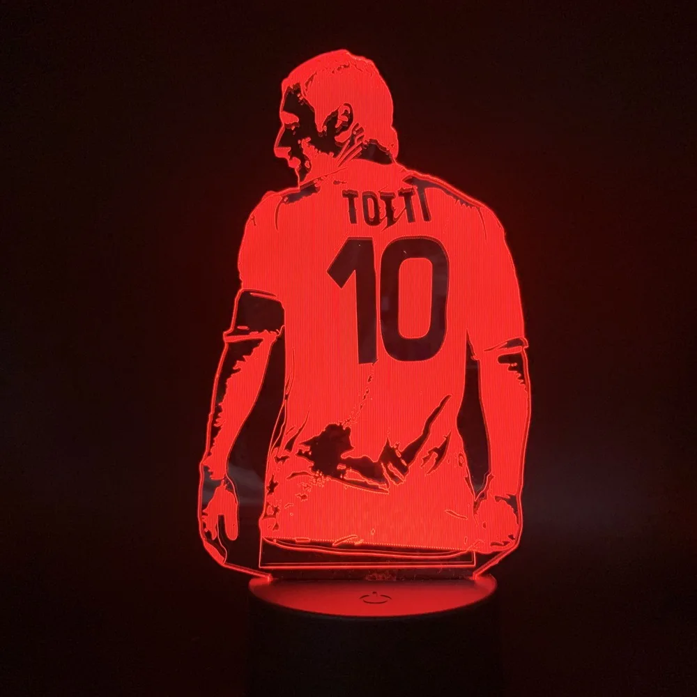 Chicos Lámpara de Mesa de Fútbol Jugador de Fútbol Francesco Totti Vista Posterior Figura Led Luz de Noche para el Dormitorio Decoración de Regalo para el Novio 0