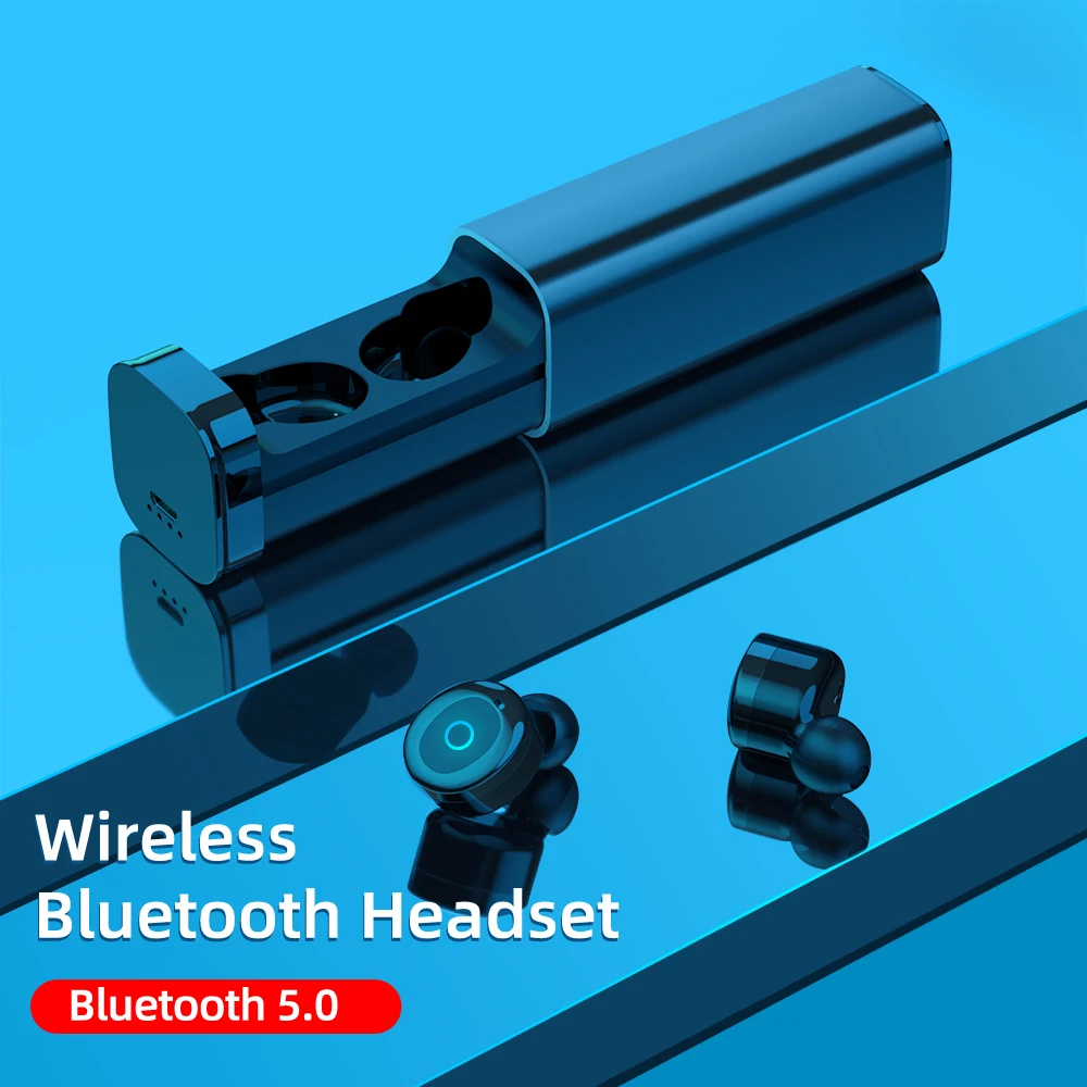 Mini Auricular Bluetooth 5.0+EDR Con dos micrófonos de los Deportes de la prenda Impermeable 3D Auriculares Estéreo de Auto Emparejamiento del Auricular TWS Inalámbrico de Auriculares 0