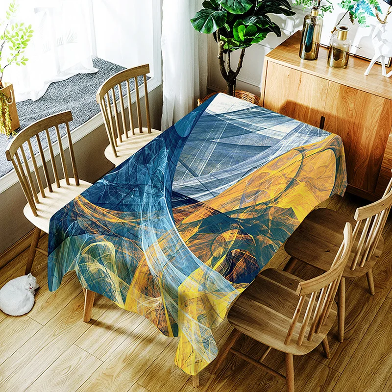 La moda de Mantel de Rayas Creativo Colorido Patrón de la Línea de Poliéster Cómodo Impermeable Mesa Cubierta de Tela para el Hogar 0