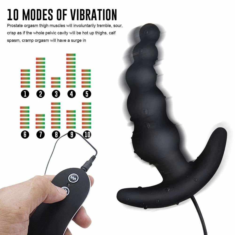 Anal Masajeador De Próstata 10 Modo Vibración De Silicona Vibrador Recargable Perlas De Juguetes Para Los Hombres Y Mujeres De Control Remoto Juguetes Sexuales 0