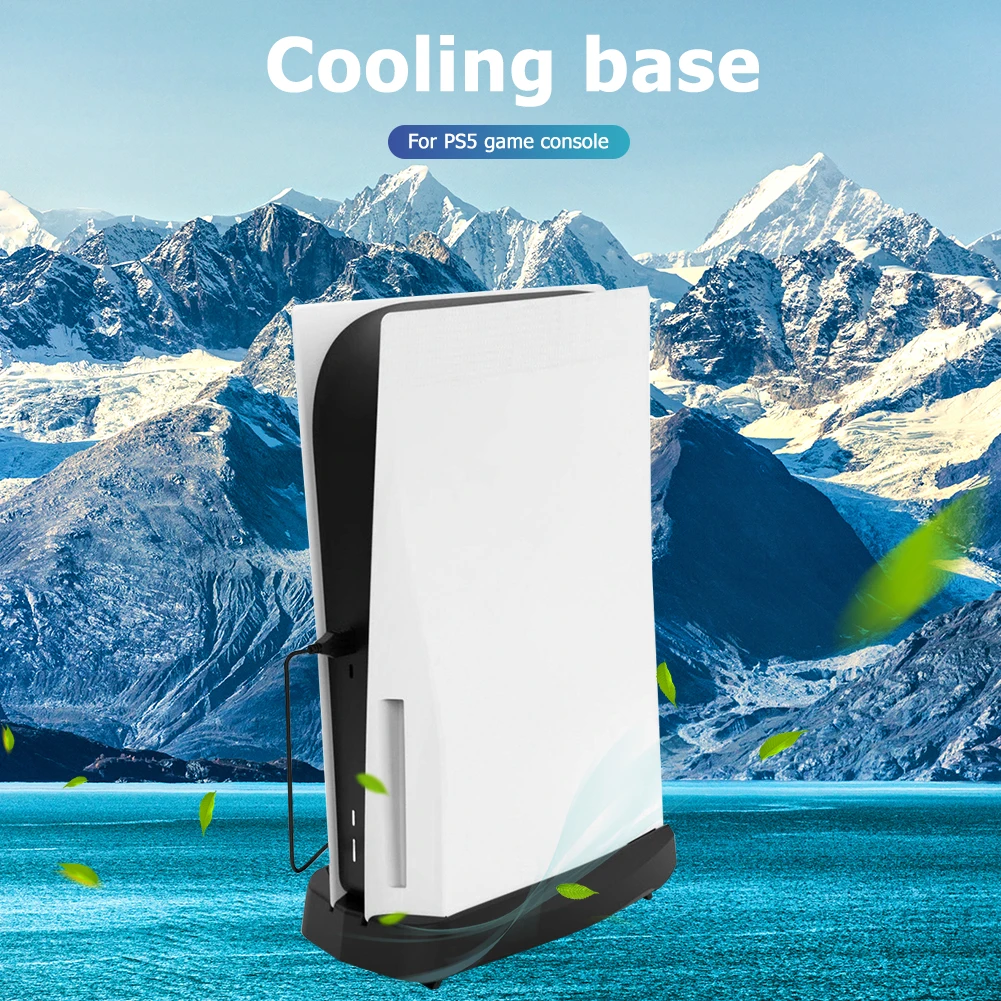 Para PS5 Vertical Stand de Refrigeración de Doble Ventilador de Refrigeración Enfriador con 3 Puertos USB para SONY Playstation 5 de Juego de Consola Titular del Disipador de Calor 0