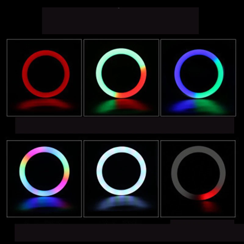 RGB Colorido Anillo de Luz LED de 10 Pulgadas de 160 cm de Soporte de arco iris anillo de luz USB Con Soporte de Teléfono 16 Colores de Luz Para la transmisión en Vivo de la Foto 0