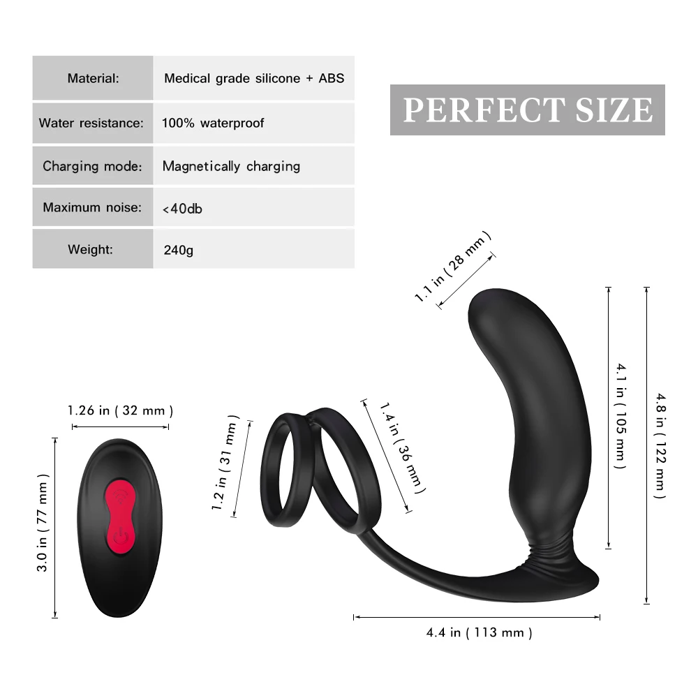 La próstata masculina ano plug vibrador de silicona masajeador de próstata butt plug retrasar la eyaculación masculina anillo de juguete 0