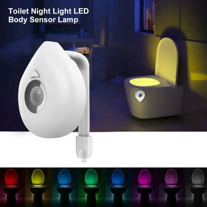 La nueva Smart Sensor de Movimiento PIR Asiento de Inodoro Luz de la Noche 8 Colores Impermeable de la luz de fondo De la taza de Inodoro LED Lámpara de baño cuarto de Baño de Luz 0
