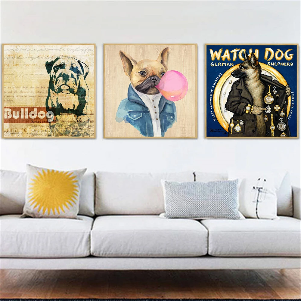 Hund Lustige Nehmen Bild Globos Wandbilder de piel de Vivir Kinderzimmer Dekor Leinwand Malerei Uhr Hund Cartel und Drucke 0