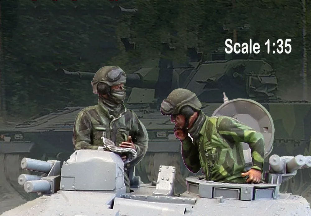 Sin pintar Kit de 1/35 CV90 Tripulación del Tanque de Conjunto soldado de la Resina de la Figura en miniatura de garaje kit 0