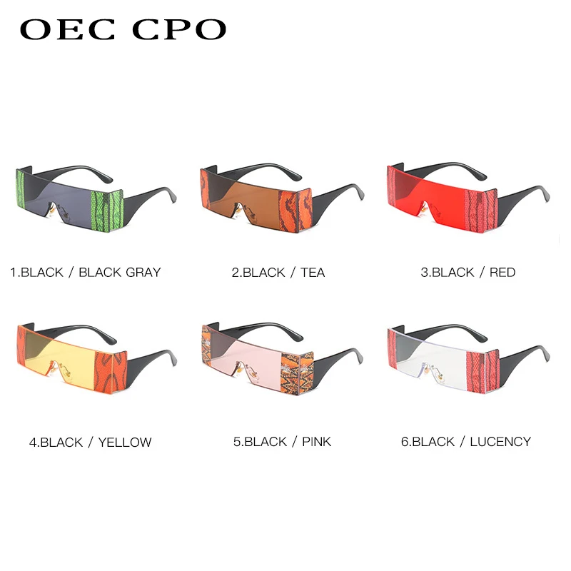 OEC CPO de gran tamaño del Rectángulo de Gafas de sol de las Mujeres de la Marca de Moda de Una Pieza Cuadrada de Gafas de Sol para los Hombres Gafas Tonos UV400 O592 0
