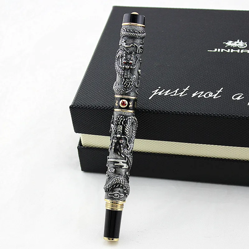 Alta Calidad de Lujo JinHao Dragón Pluma Vintage de 0,5 MM de la Plumilla Tinta de Bolígrafos para Escribir Suministros de Oficina papelería caneta tinteiro 0