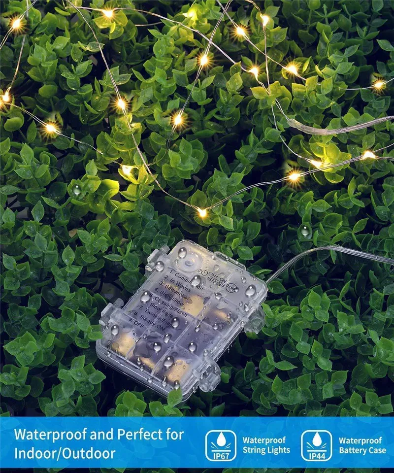 LED de Música de Cuerda Ligera 3AA Impermeable de la Caja de la Batería del Control Remoto de Navidad y Año Nuevo la Fiesta de la Boda en Casa de Interior y al aire libre de la Decoración 0