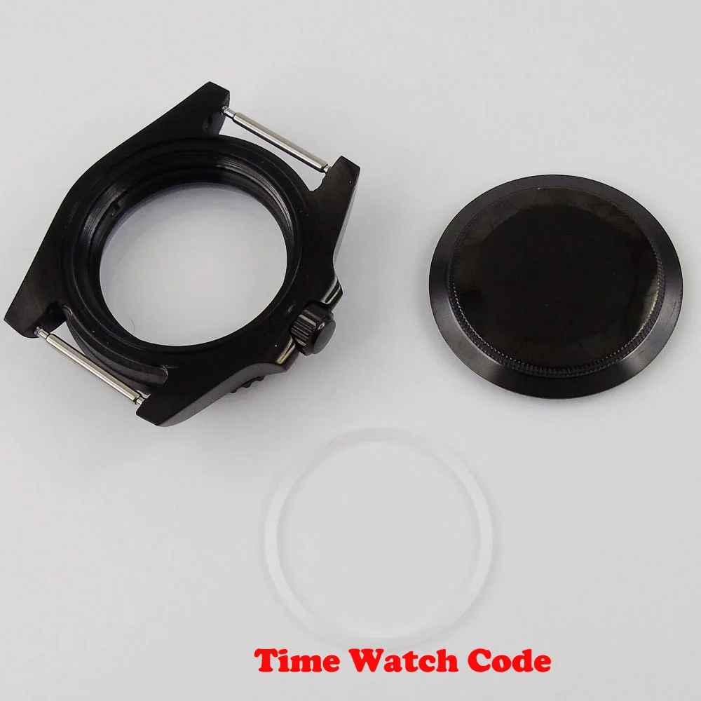 La caja del reloj de 40mm Negro PVD cristal de Zafiro de los Hombres de la caja del Reloj de Ajuste NH35 NH35A NH36 Movimiento Automático 0