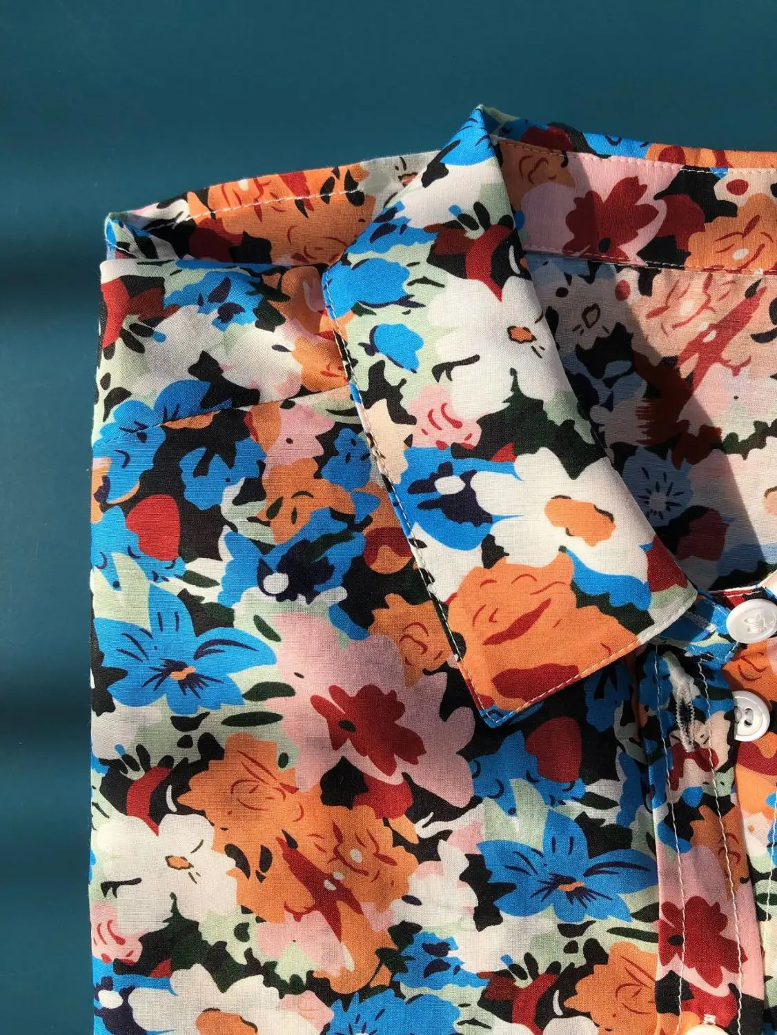 Las mujeres de la Impresión Floral de Manga Larga de la Camisa de Seda de Algodón Romántico francés Gire hacia abajo de Collar Casual Blusa de 2020 Principios de la Primavera 0
