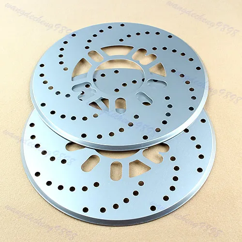 Plata de Aluminio Disco Vehículo Decorativos Rotor de Freno de la Cruz Perforado Cubrir 2Pcs 0