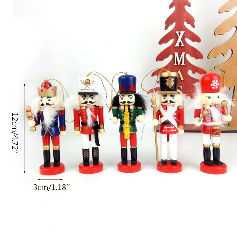 5 x 12 cm de Madera de Marionetas de Cascanueces Dibujo Nueces Soldado Decoraciones de Navidad 0