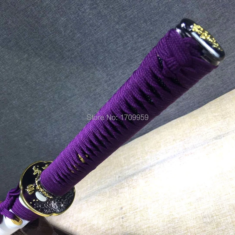 De La Mano De Forja Completo De La Espiga Acero De Alto Carbono De Color Púrpura Cuchilla Afilada Para La Batalla Samurai Japonés Espada Katana Casa Bonita De Decorar O Regalar 0