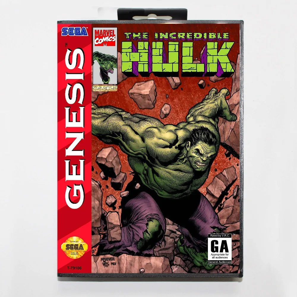 El Increíble Hulk 16 bits MD Tarjeta de Juego Con la Caja al por menor Para la Sega Mega Drive/ Genesis 0