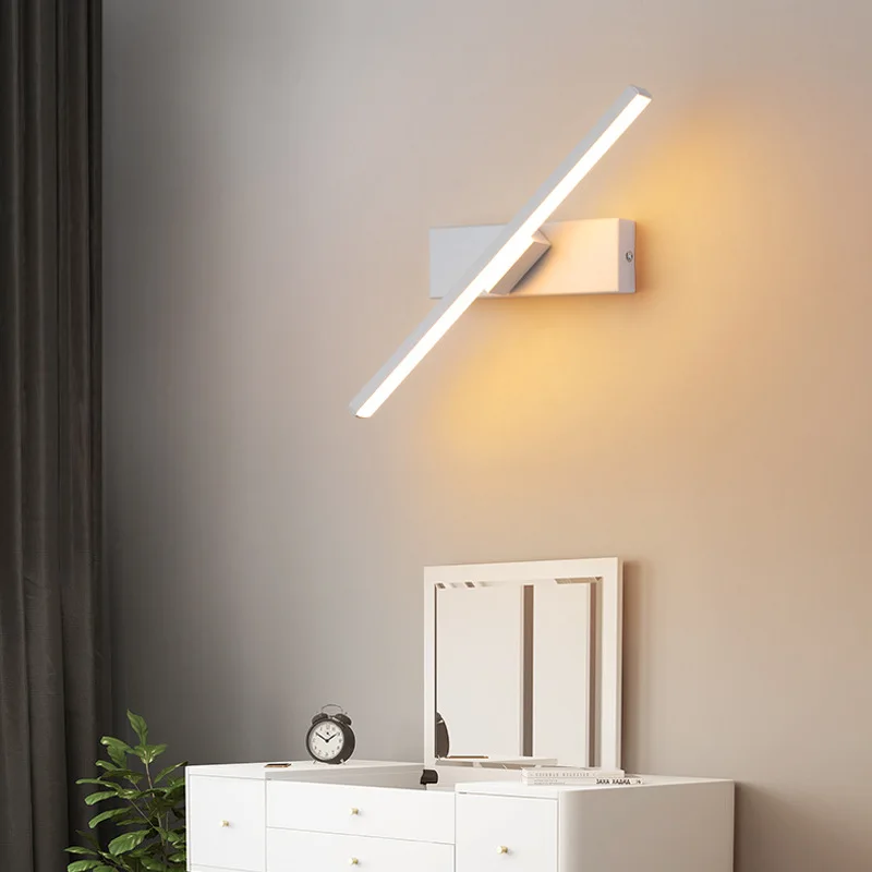 Nuevo LED de pared de luz de la personalidad dormitorio lámpara de la mesita Nórdico moderno minimalista creativo de la escalera del pasillo de la sala de estar giran lámpara de pared 0