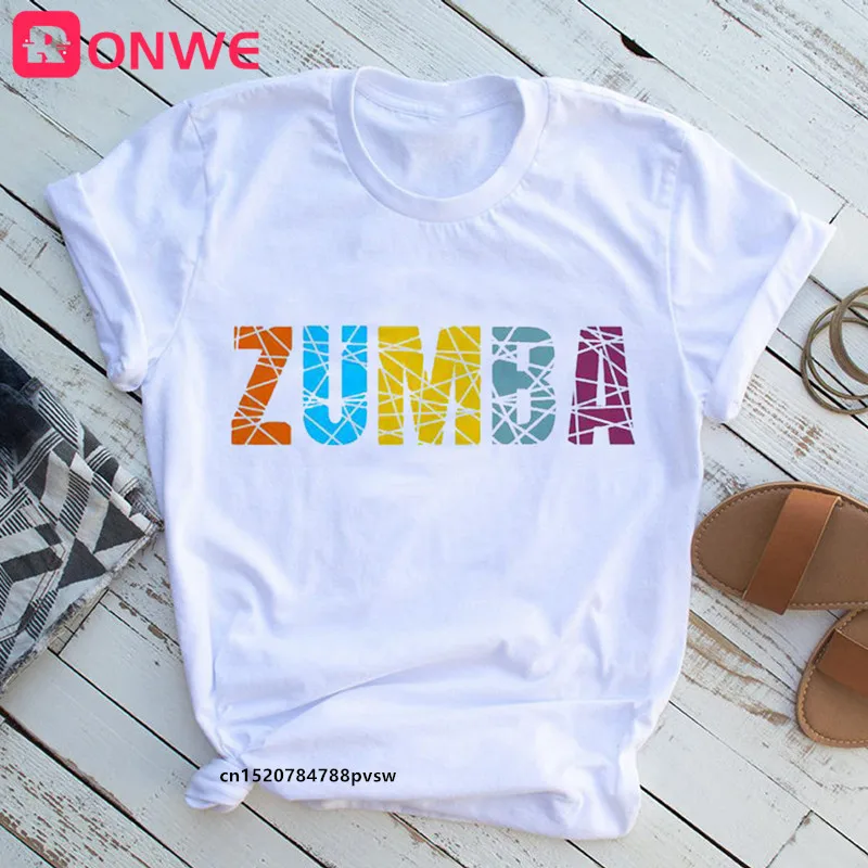 Zumba Fitness Camiseta De Las Mujeres De La Danza Amante Del Deporte De La Gimnasia De La Ropa Camiseta Tops Femeninos Hip Rock Camiseta De Verano Tops De Mujer Graphic Tees 0