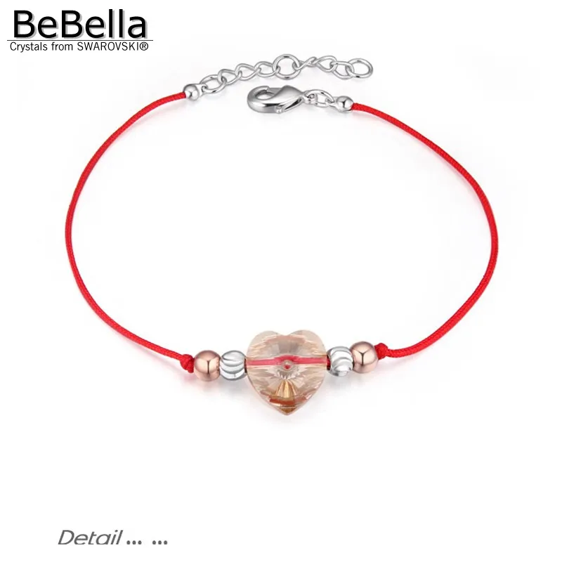 BeBella corazón romántico de la cuerda de la cadena de cristal pulsera hecha con Cristales Austriacos de Swarovski para las niñas regalo de Navidad 0