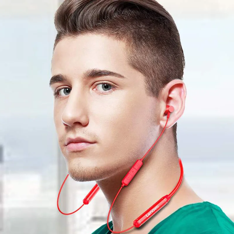 Nuevo Lenovo QE08 Inalámbrica Bluetooth 5.0 Magnético de banda para el cuello auriculares Auriculares IPX5 Impermeable del Deporte de Auriculares con Cancelación de Ruido Micrófono 0