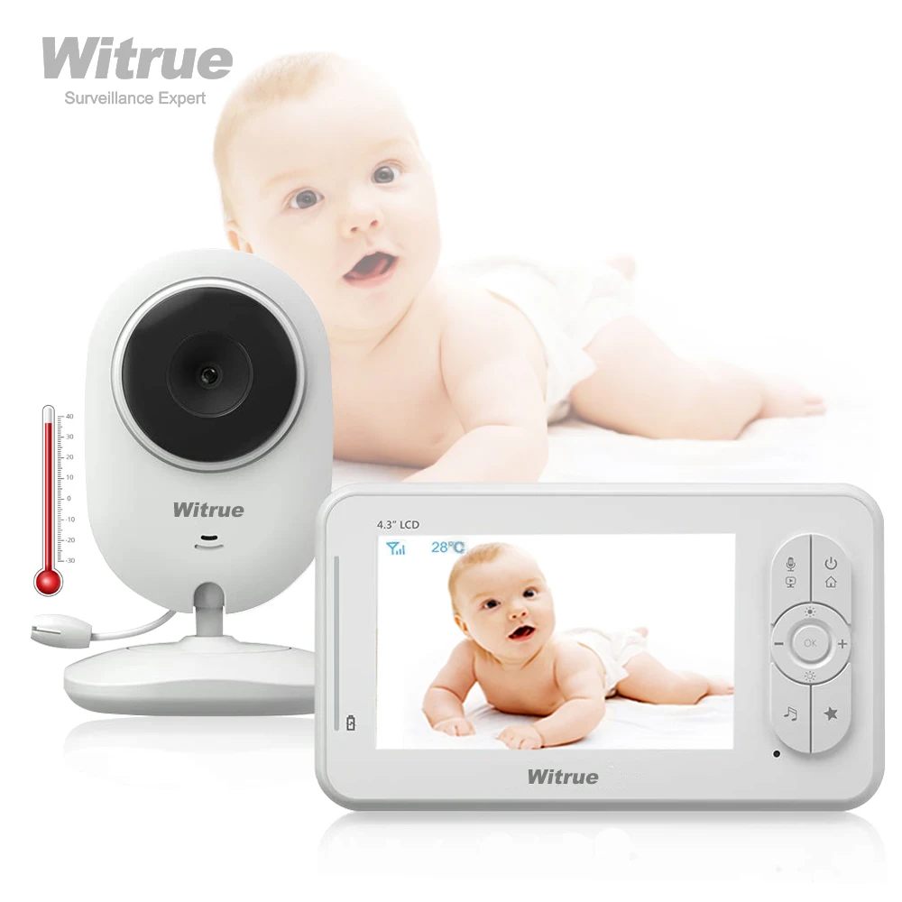 Video Baby Monitor Inalámbrico con Cámara de 4,3 pulgadas de Audio de Dos vías de la Niñera del Bebé de la Cámara de Niñera de Visión Nocturna Detección de la Temperatura 0