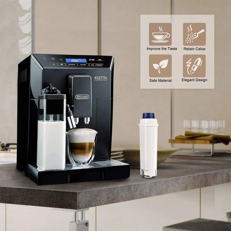 5X Máquina de Café, Filtros de Repuesto para DeLonghi Filtro DLSC002, Cartuchos de Filtro de Agua de Carbón Activado Suavizante 0