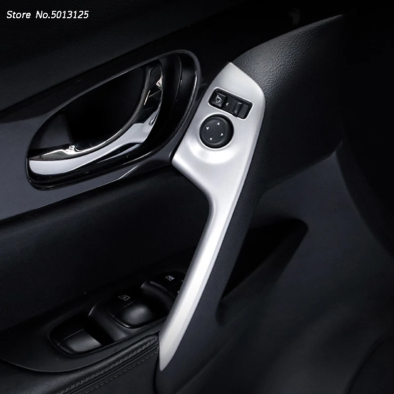ABS Cromado Mate guarnecido interior apoyabrazos de la puerta de la decoración de la cubierta de la moldura Panel Interior de la Puerta Tire de la Manija de ajuste Para el Nissan X-Trail Xtrail T32 0