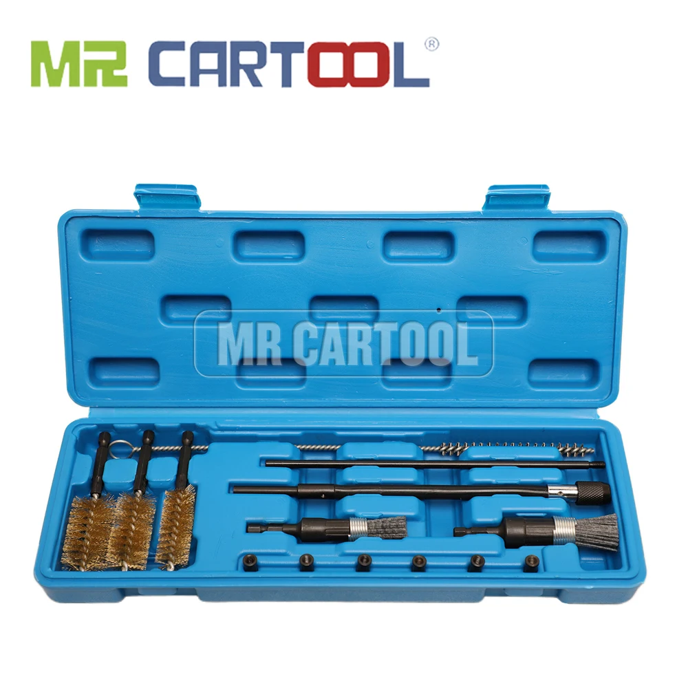 MR CARTOOL 14 unidades Diesel Common Rail inyector Limpiador de Asiento de ajuste Auto Motor Herramientas de Mantenimiento de Cepillos de Limpieza 0