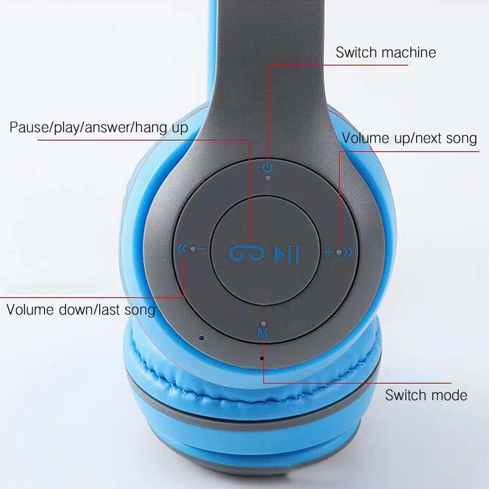 P47 Bluetooth Auriculares Inalámbricos de Audio Estéreo de Auriculares Inalámbricos Auriculares Bluetooth Auriculares Para Ordenador, Teléfono en la Cabeza PC Con Micrófono 0