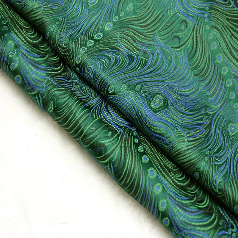 El verde pavo real Bordado de Tela de Damasco Jacquard de Prendas de vestir Traje de Tapizado de Mobiliario Cortina de BRICOLAJE Material de la Ropa POR metro 0