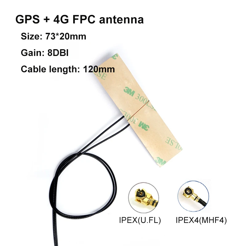2pc GPS+4G GPS antena LTE FPC cable Flexible interno IPEX U. FL IPEX4 MHF4 de alta ganancia 8dbi para SIM7600 SIM7100 SIM7000 SIM7500 0