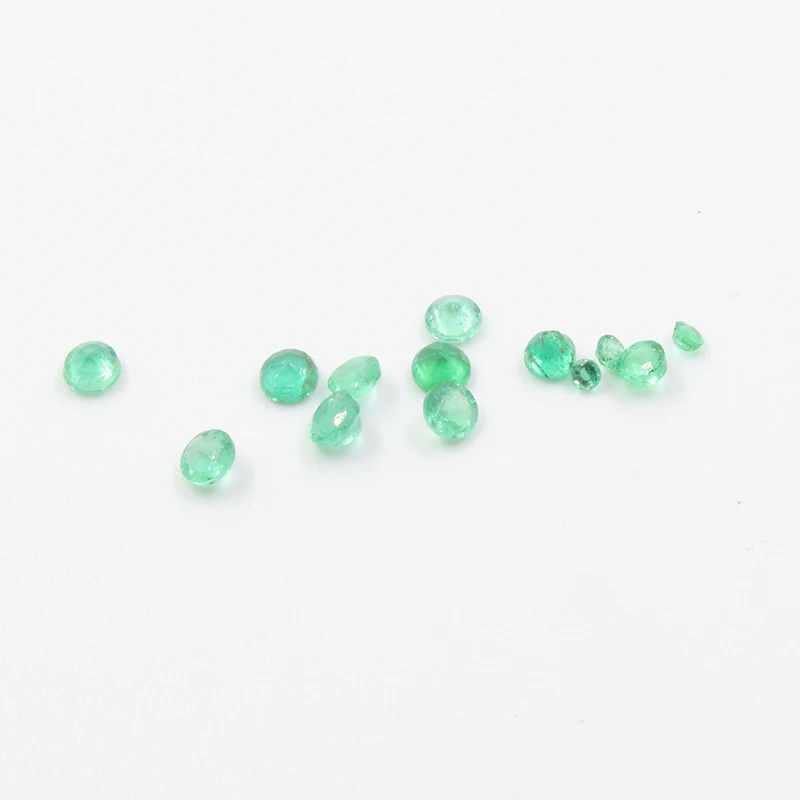 2 mm y 2.5 mm redondo corte de la esmeralda suelto de piedras preciosas para la fabricación de joyas reales natural SI el grado de esmeralda de la piedra preciosa 0