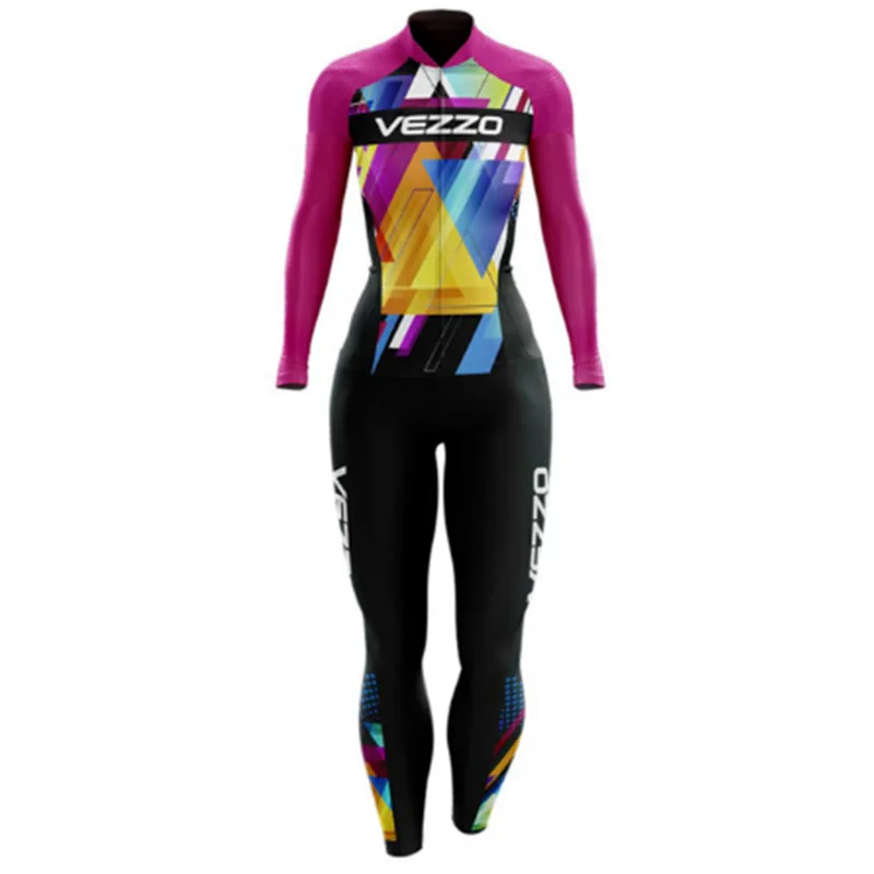 2021 Vezzo de las Mujeres de Triatlón de Larga Ropa de Ciclismo Skinsuit Ropa Maillot Ciclismo Go Pro Almohadilla de Gel de Bicicletas Jersey Conjuntos de Mono 0