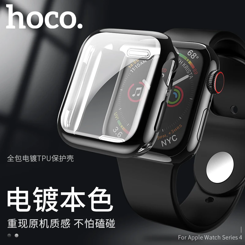 HOCO de la Galjanoplastia de TPU Reloj de la Cubierta Para Apple Watch 5/4 44 mm 40 mm Plena Protección de Silicona Caso Protector de Pantalla para iWatch Serie 4, 5 0