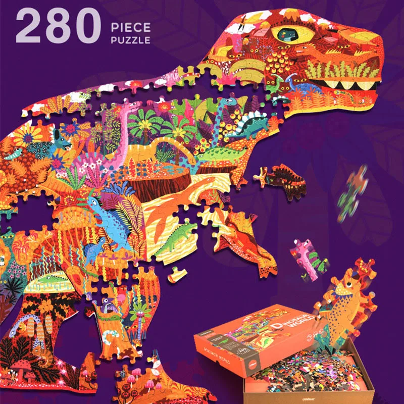 280 Pedazo de animal Puzzle Niños de Juguete de Bebé Rompecabezas de papel de dibujos animados de Dinosaurios elefante panorama de los Animales el mejor regalo de cumpleaños para el bebé 0