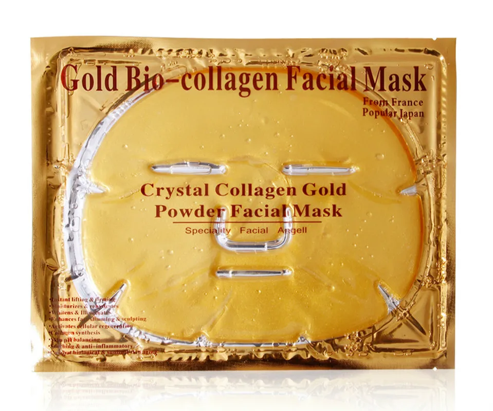 10Pcs 24K de oro de la máscara facial anti-edad Reafirmante hidratante orgánica de corea del oro 24k cara máscara facial cristalina del colágeno del cuidado de la piel 0