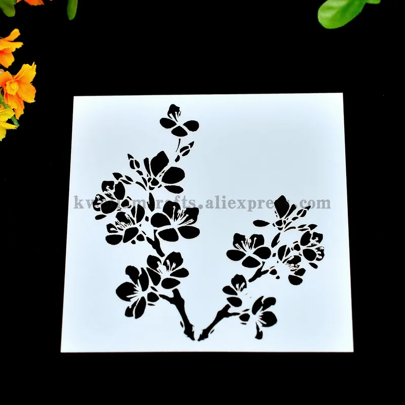 Scrapbooking herramienta de la tarjeta de DIY álbum de enmascaramiento pintado con aerosol de plantilla de dibujo de plantillas de corte láser de plantillas de flores de Cerezo KW65409 0