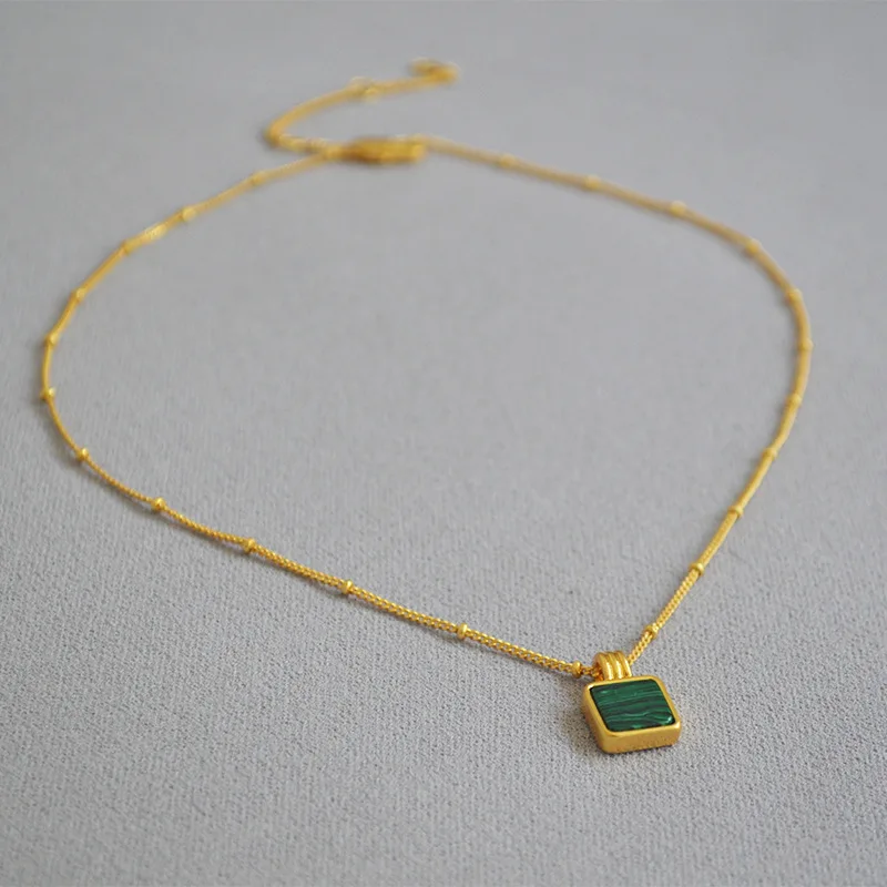 Verde Natural piedra cuadrada shell collar para las mujeres savi de oro de color de latón, delicada, elegante collar de la moda de 2020 0