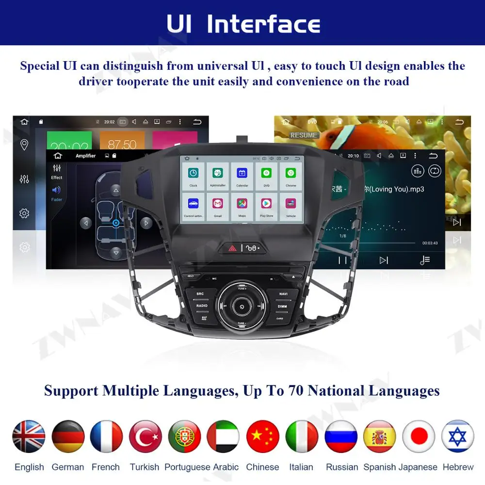 PX6 Android 10 Coches Reproductor Multimedia Para Ford Focus 2012 2013-2018 de GPS del coche de la Navegación de Audio Radio estéreo de la pantalla Táctil de la unidad principal 0