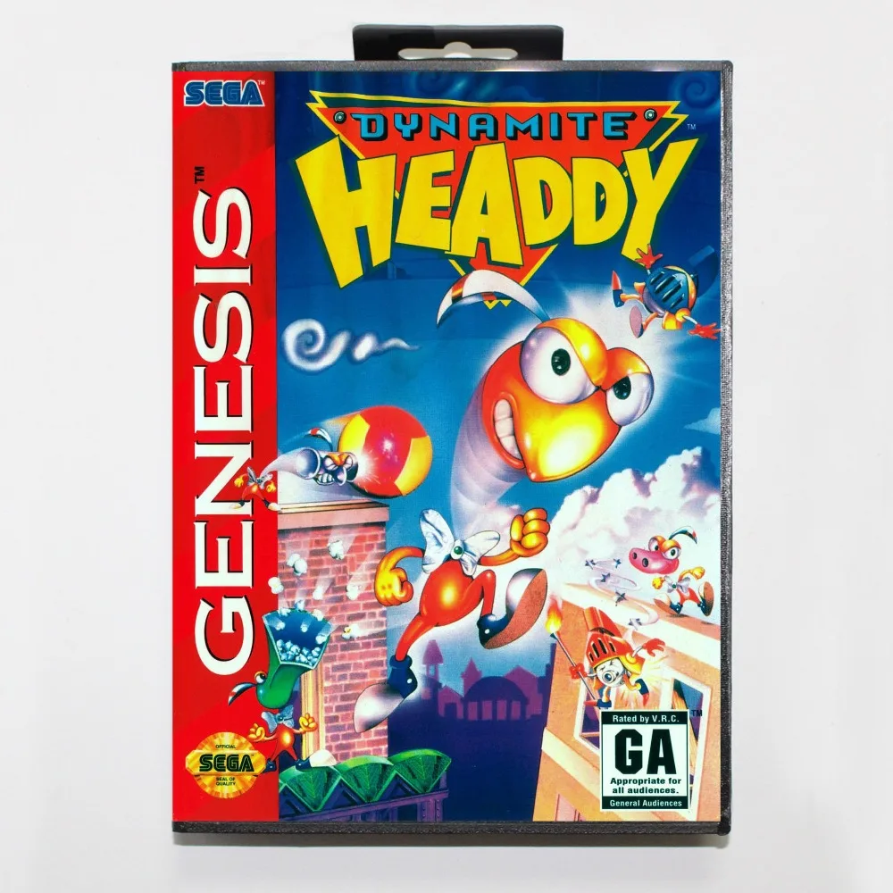 16 bits de Sega MD Cartucho de juego con la caja al por menor - Dynamite Headdy tarjeta de juego para Megadrive Genesis sistema 0