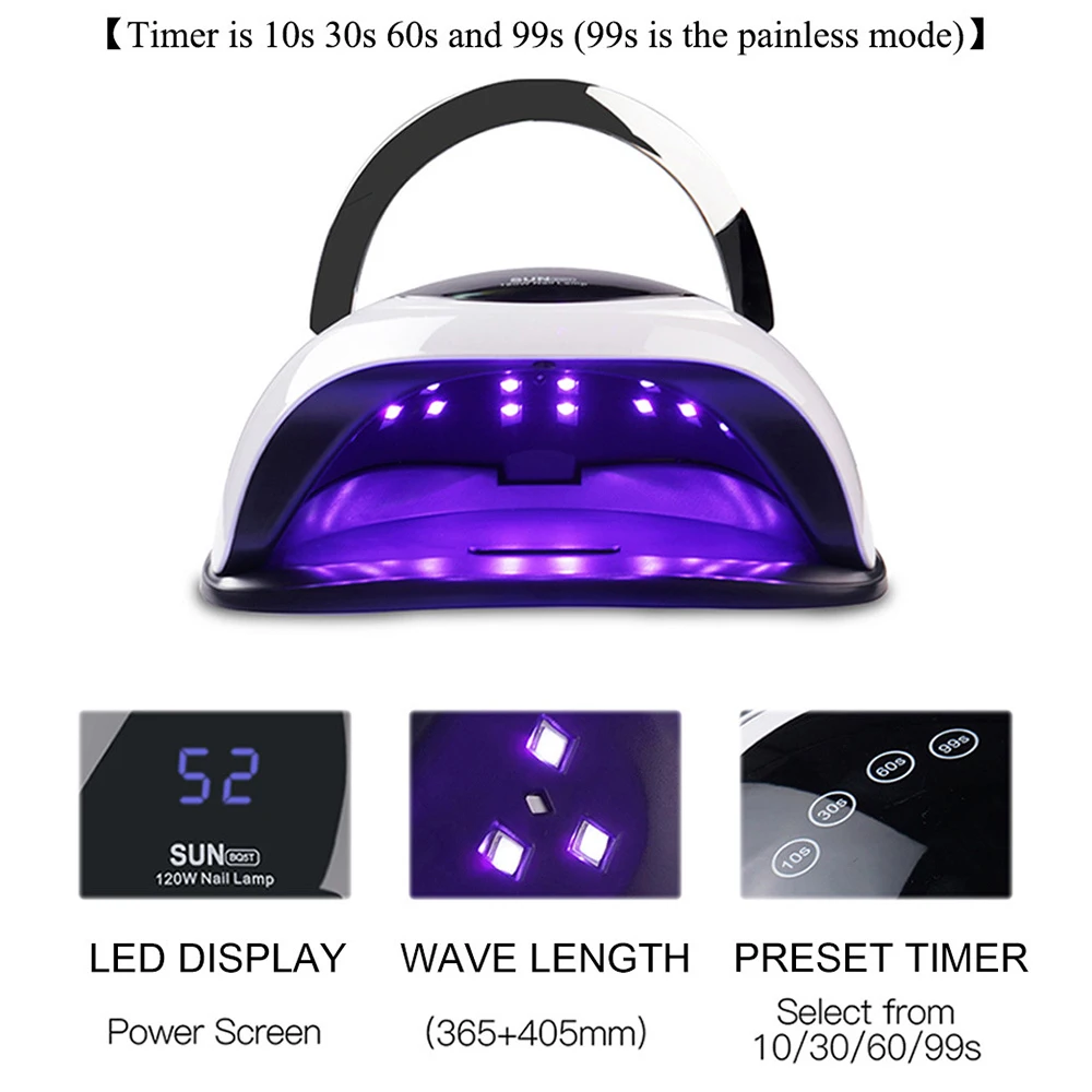 120W Alta Potencia de Uñas Secador de Rápida Velocidad de Curado del Gel de la Luz del Clavo de la Lámpara LED Lámparas UV Para Todo Tipo de Gel Con Temporizador Y Sensor Inteligente 0