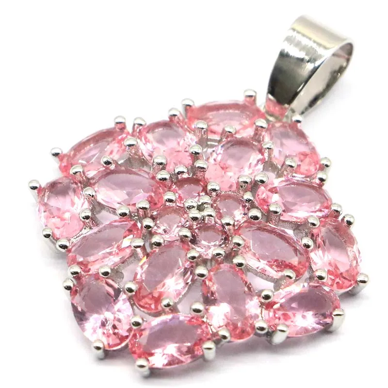 34x27mm Nueva Declaración de la Joyería Colgante de Plata Creado Rosa Granate Tanzanita Para Señoras Colgante de Plata 0