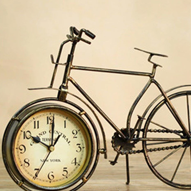 Vintage De Hierro De Bicicletas Tipo De Reloj De Mesa Clásicos No Marcando Silencio Retro Decorativos Bicicleta De Reloj Para La Sala De Estar Sala De Estudio, Cafetería B 0
