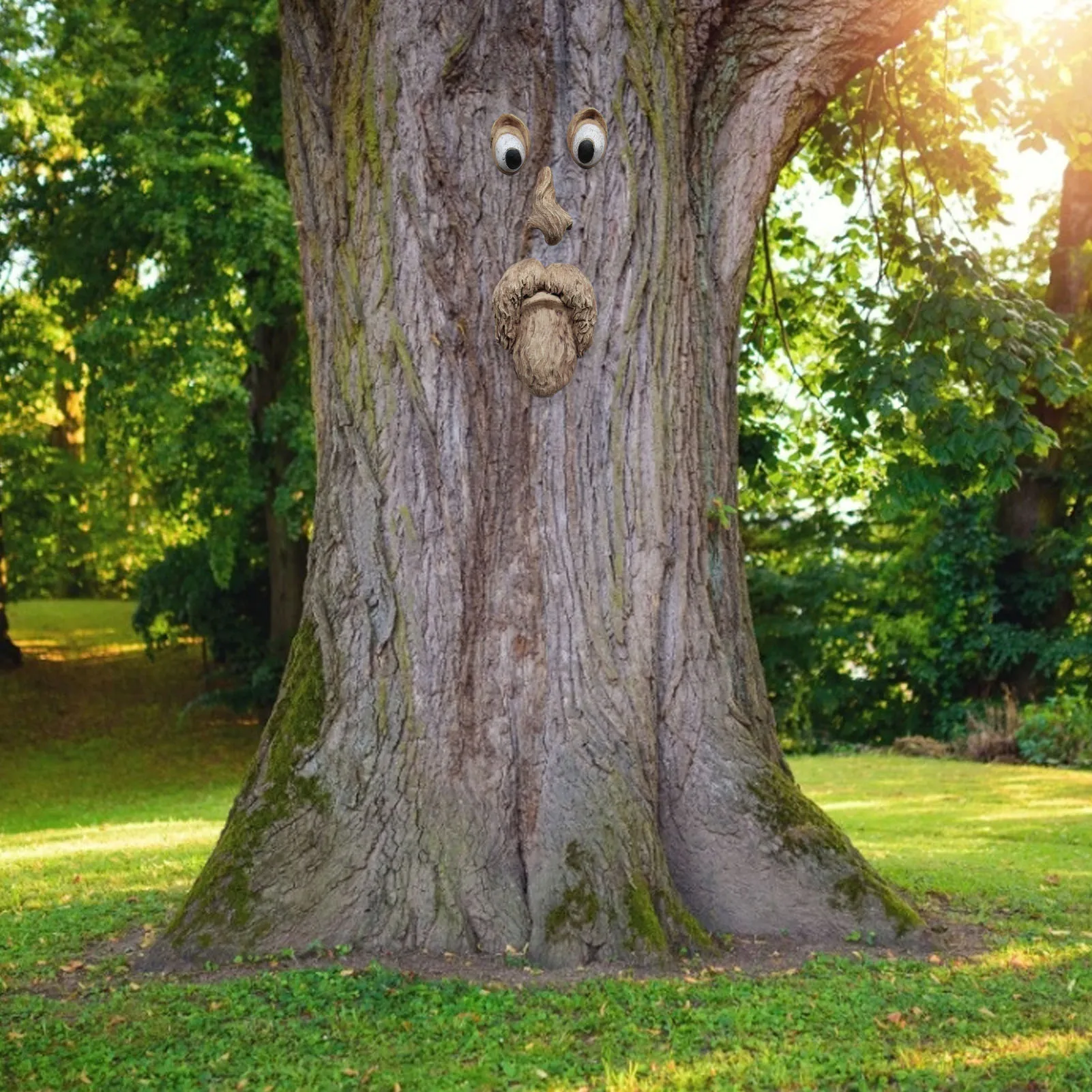Adorno Viejo Hombre Tree Hugger Cara Decoración del Jardín de Resina al aire libre Divertido 3D Escultura Patio Arte Patio Decoración Peeker 2021 Nuevo 0