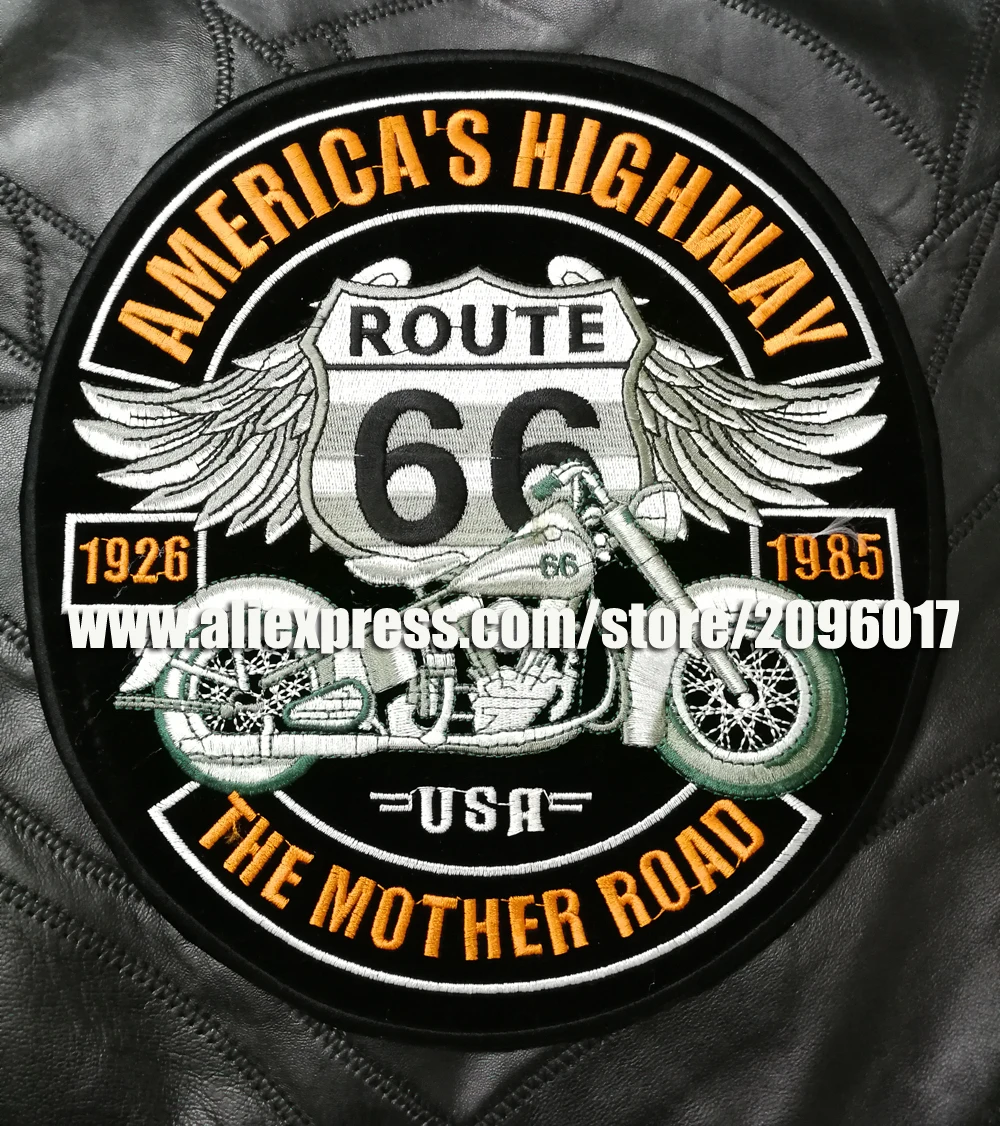 Personalizados de Gran Bordado de Punk América carretera Remiendos del Motorista de la Motocicleta de Hierro En la Ropa de la ruta 66 Parches distintivos 0