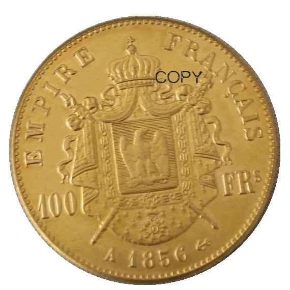 Francia 1855 - 1859 - A - B 100 Francos De Oro Plateado Copia Decorar Moneda 0