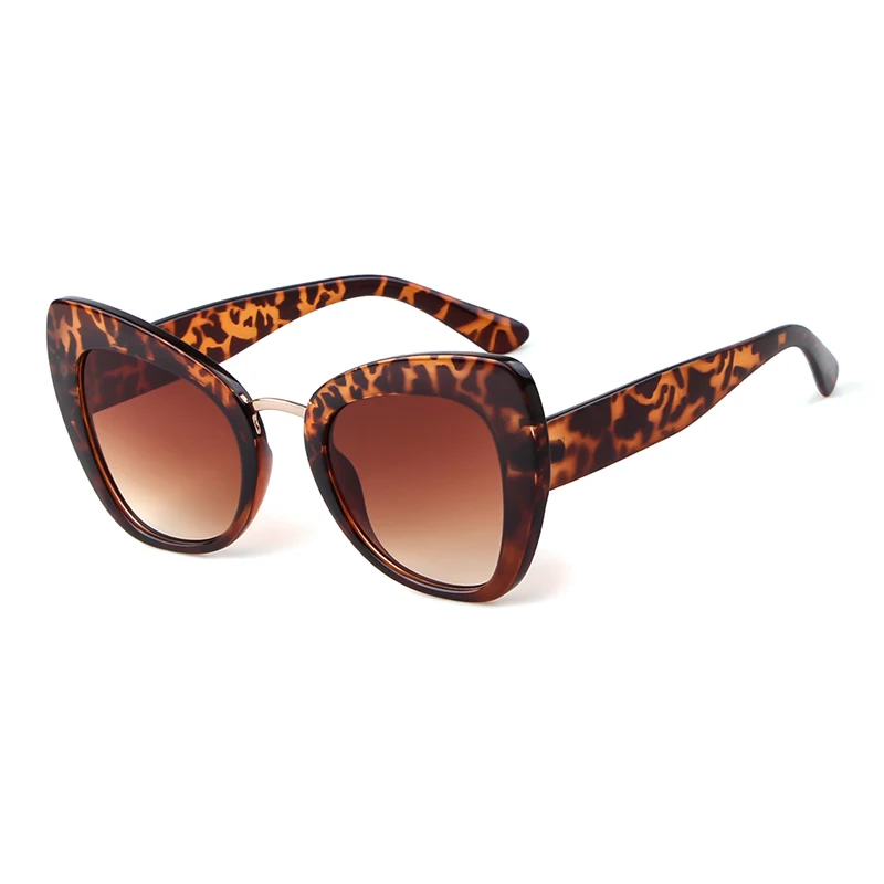 2020 Marca De Lujo De Las Mujeres Gafas De Sol De Gran Tamaño De La Marca Del Diseñador De Gran Marco Vintage Leopard Black Frame Gafas De Sol Cateye Oculos 0