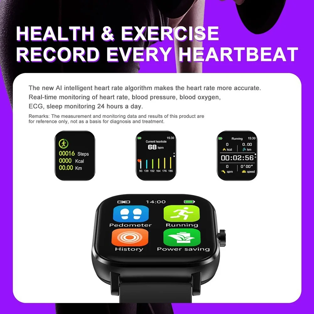 Serie dt35 1.54 Pulgadas, Bluetooth para llamadas ECG Monitor de Presión Arterial Inteligente Reloj de Pulsera de Monitorización de la Frecuencia Cardíaca Health Tracker Deporte de la Pulsera 0
