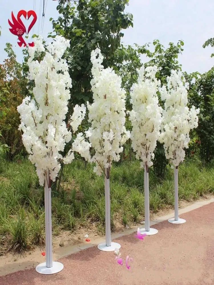 1.5 M 5feet Altura Artificial blanco de los Cerezos en Flor del Árbol de Columna Romana de la Carretera que Conduce De la Boda de centro comercial Abrió Props 0
