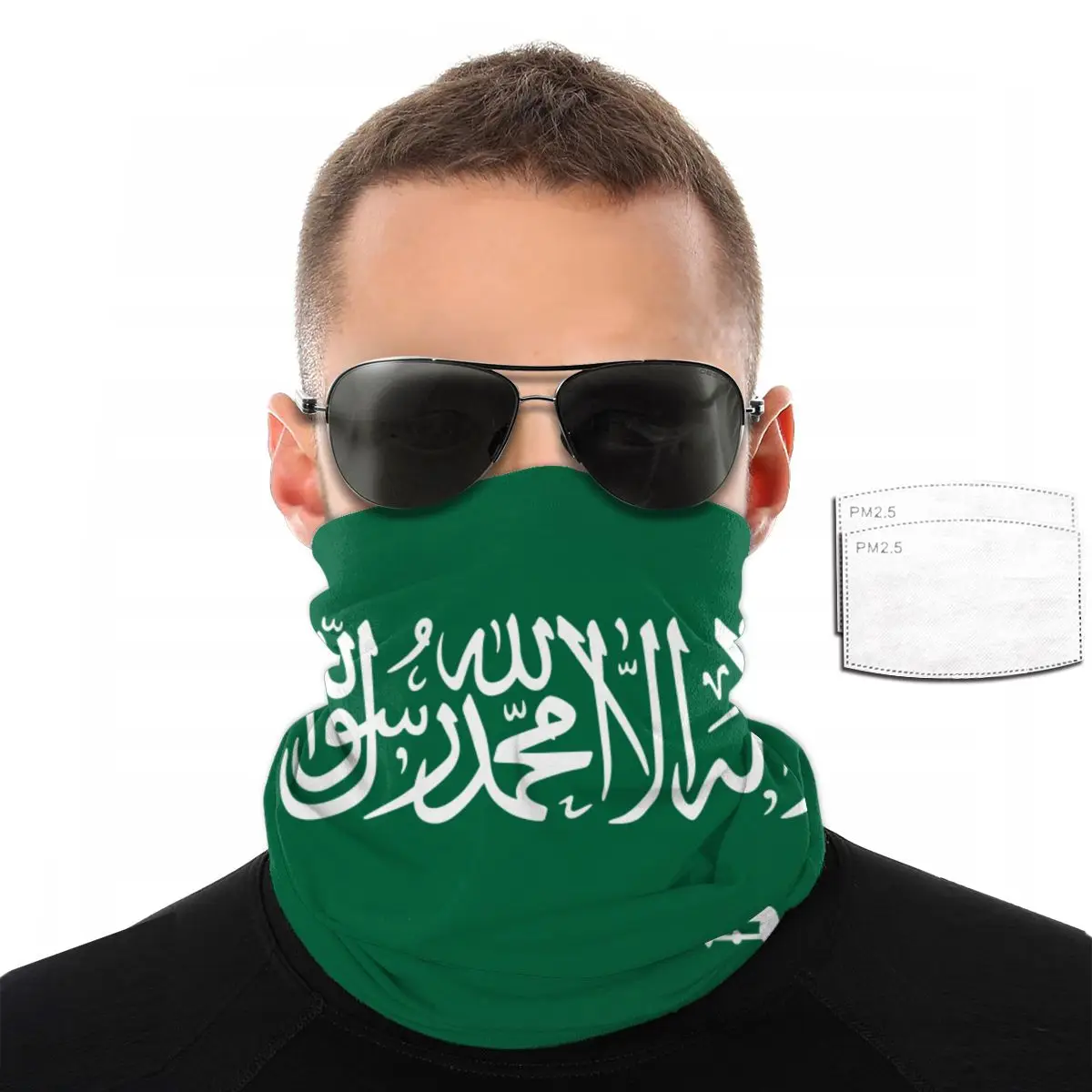 Arabia Saudita Bandera Cara Bufanda Con 2 Pcs Filtro Multi-propósito Pañuelo en la cabeza la diadema de caballo máscara 0