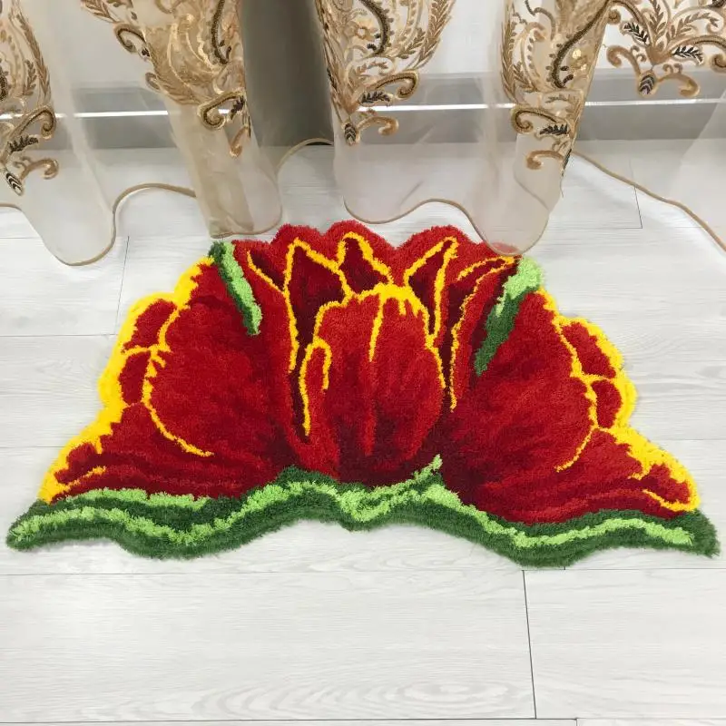 Nueva llegada del color brillante de arte alfombra para el felpudo para la puerta de la alfombra de la puerta de tulipanes 80*60 cm 0